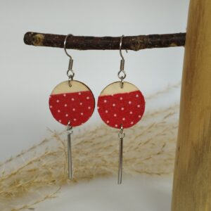 Boucles d'oreilles tissu rouge à pois