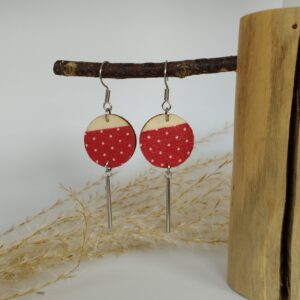 Boucles d'oreilles tissu rouge à pois