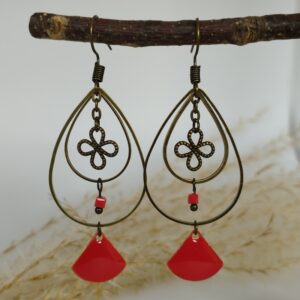 Boucles d'oreilles bronze rouge