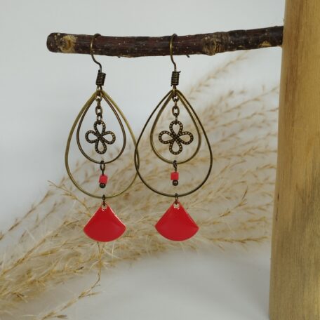 Boucles d'oreilles bronze rouge